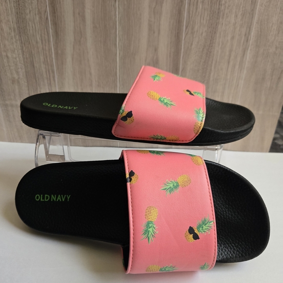 Old Navy Shoes - Old Navy Pink Slides with Pineapple Design, Size 5-6